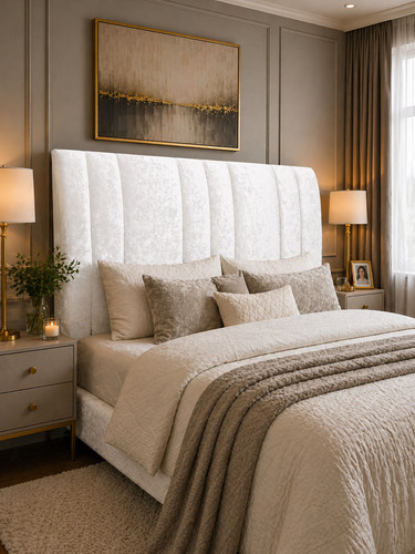 Winged upholstered headboard - upholstered,