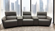 Natuzzi Versatile C214 Italian Leather Cinema Sofa Triple Power Reclining Suite