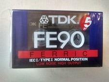 TDK FE90 ferric blank audio cassette tape x 5  new and sealed