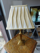 Beautiful Column Shaped Antique Brass Table Lamp with Cream & Gold Padded Shade