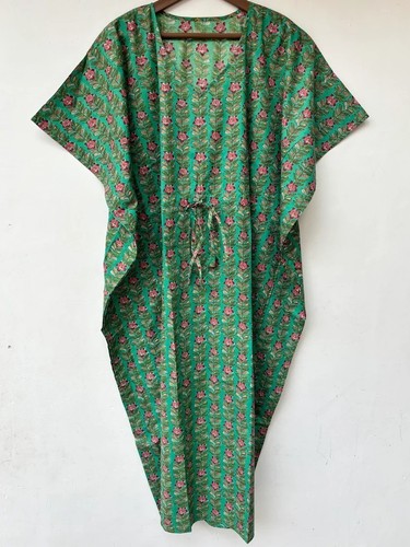 Indian cotton green floral - cotton,