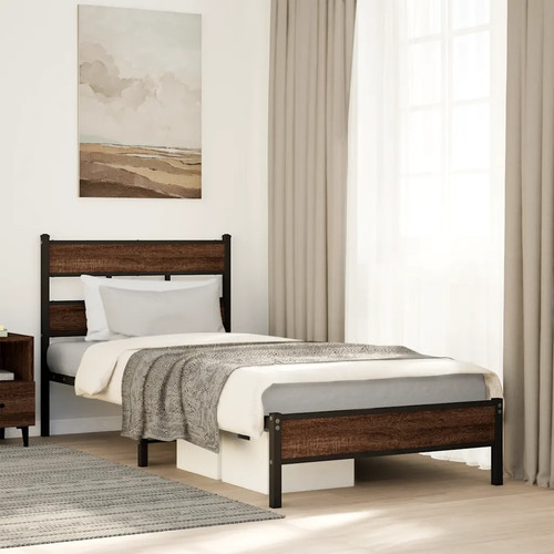 Walplus brown oak bed frame - oak,