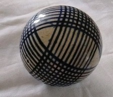  Scottish Pottery Carpet Bowl Blue & White Plaid Design