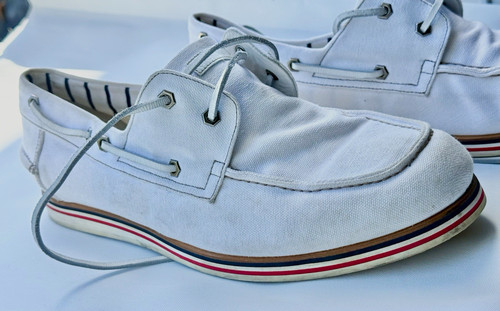Gucci white canvas boat shoes - gucci,