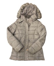 Women’s Grey New Look Parka Coat Furr Trim Zip Button Close Size UK 8