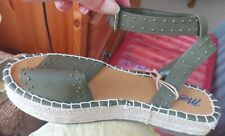 Mantaray Khaki Ankle Strap Low Heels Espadrilles Sandals Ladies UK Size 8