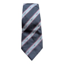 Bentley Motors Vintage Silk Neck Tie Cornelia James Navy, Red & Grey Striped