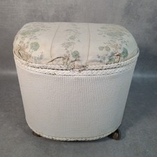Vintage Small Storage Ottamon With Padded Stool Seat Blanket Box On Castors