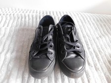 Girls' black leather Converse sneakers - size UK 3 - great used condition