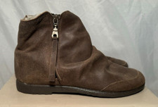 Topshop Suede Ankle Boots UK 5 / 38 Womens Faux Fur Lined Chocolate Brown Zip