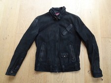 Levi Mens Cafe Racer Black Genuine Leather Slim Fit Jacket Size S