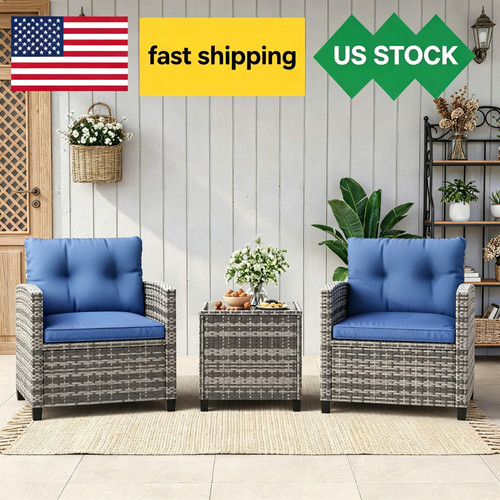 Wicker patio furniture set - patio,