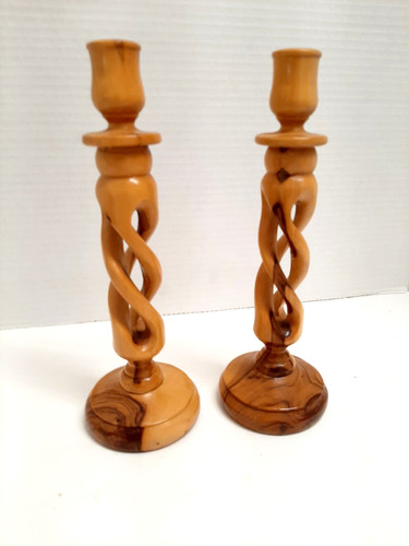 Pair handcrafted olive wood - handcrafted,