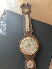 Vintage Springfield Banjo Weather Station Wall Mount Barometer Thermometer