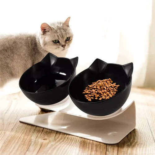 Double cat feeding bowl pet - bowl,
