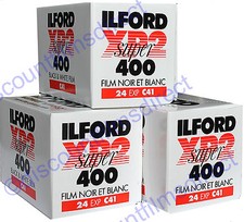 3 x ILFORD XP2 400 35mm 24exp C.41 PROCESS B&W FILM - POST FREE