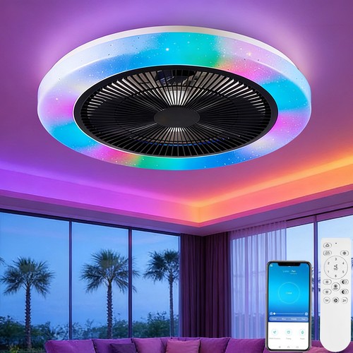 Low profile black ceiling fan - black,