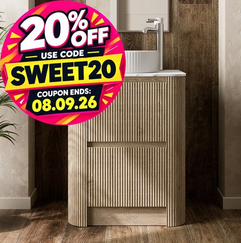 Fluted oak 600mm - fluted, freestanding