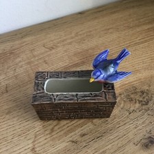 Branksome China Blue Bird Perching on Water Trough Mini Planter/Figurine