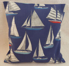 16" inch Cushion Cover Sailing Boat Yacht Blue Red Cream Seaside Handmade 40cm