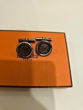 HERMES SILVER MENS CUFFLINKS