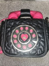Betsey Johnson Call Me Shoulder Bag Black and Pink
