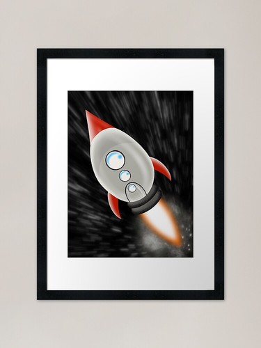 Rocket ship framed art - framed,