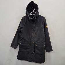 Barbour Clypse Waterproof Breathable Hooded Black Rain Parka Coat Size Uk 14 #2