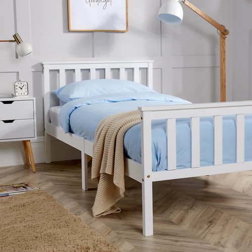 Single bed white wooden - bed,