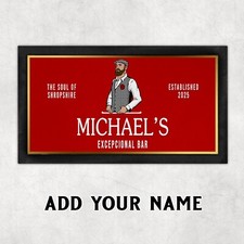 Personalised Madri Bar Runner Rubber Beer Mat Home Pub Man Cave Dad Gift KBR23