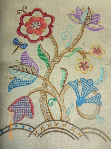 Vintage embroidered panel - embroidered,