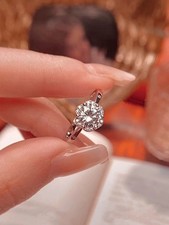 925 Sterling Silver Crystal Flower Stone Adjustable Ring Women Jewellery Gift UK