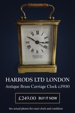 Harrods Ltd London — Antique French Brass Carriage Clock (c.1900)