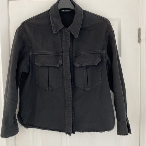 Zara black denim shacket - black,