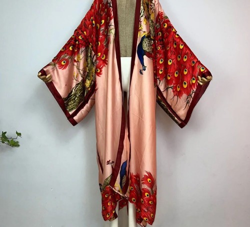Red peacock kimono batwing - peacock,