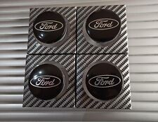 4x BLACK FORD CENTRE CAPS 54MM