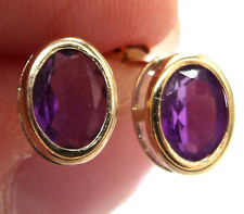 9ct yellow gold amethyst stud