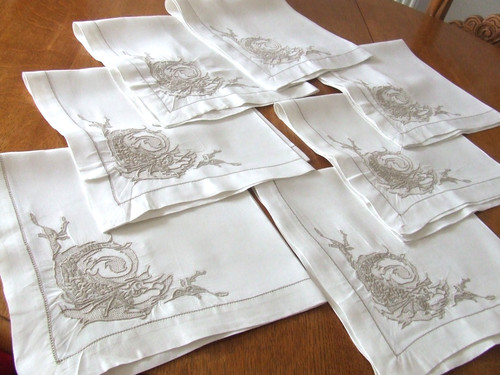 Vintage set white linen - set,