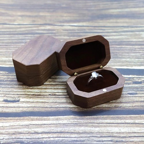 Vintage walnut wooden ring - walnut,
