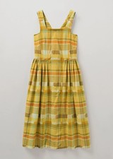 Toast Rowan Check Cotton Sundress Size 12 Yellow Midi Pinafore A Line Pockets