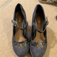 Clarks UK 5.5 D Chorus Music Navy Blue Suede High Heel Court Shoes Mary Jane