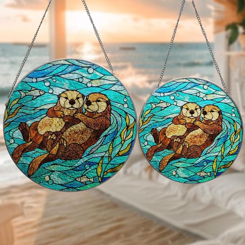 Otter couple glass - otter,