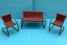 Vintage Dolls House Tiny Toy Metal Framed Furniture c1930s