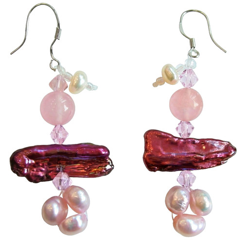 Real pink pearls - , bronze