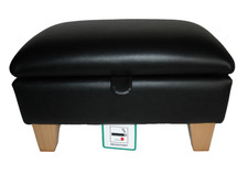 BLACK FAUX LEATHER FOOTSTOOL