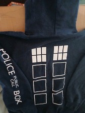 DOCTOR WHO Navy Blue HOODIE With Tardis Print Size XL