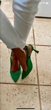 Woman’s Stradivarius Women's Green  Heeled Slingback Shoes Size 6