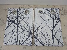 Fmfunctex Print Blue White Semi Sheer Curtains, Grey Tree Branch, 50x72 Inches