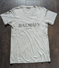 Balmain Paris Grey Black T Shirt Medium