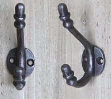 CHILDS SMALL ACORN tip hook ornate cast iron Rustic Robe coat hooks vintage old